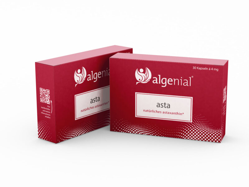 Astaxanthin von algenial kaufen | Verpackung mit Logo | Blister Verpackung | Made in Germany